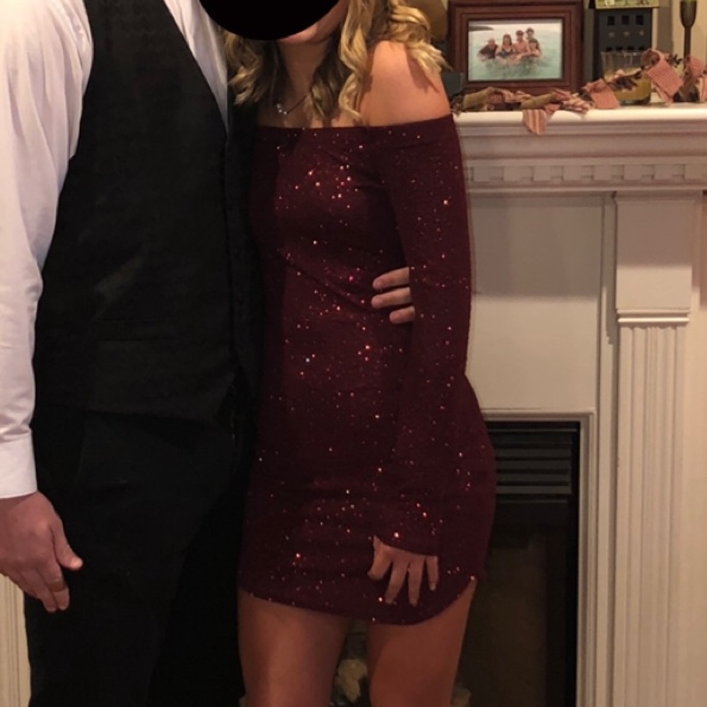 burgundy sparkly dress